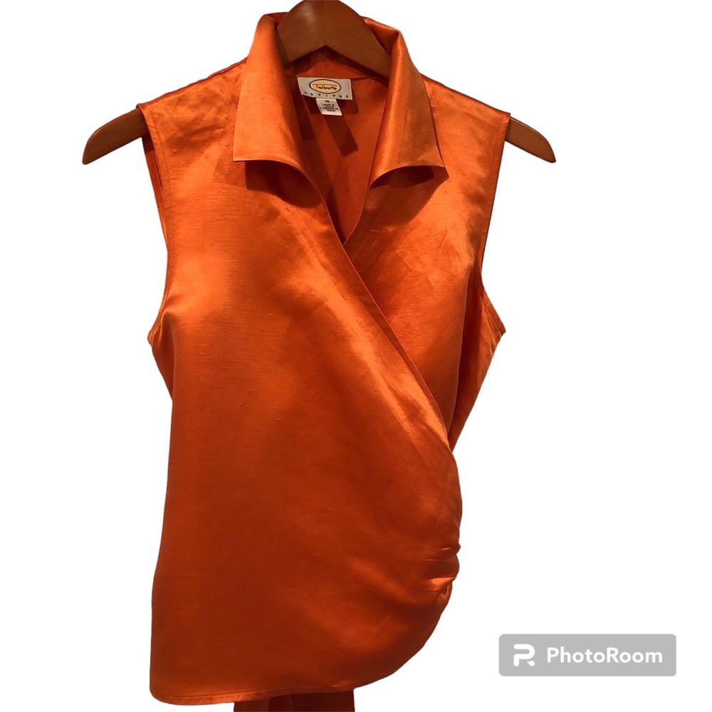 Talbots Orange Silk Wrap Top